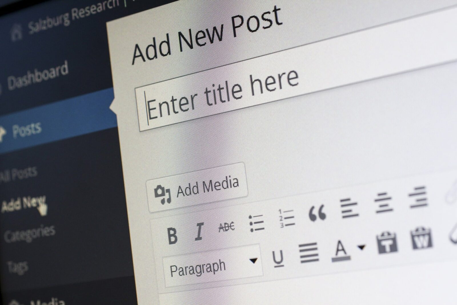 wordpress backoffice